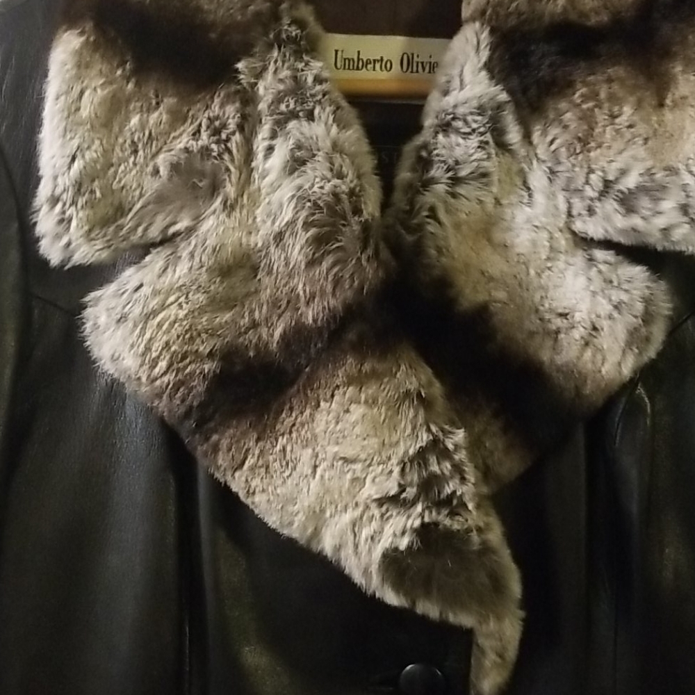 Vintage leather and fur coat